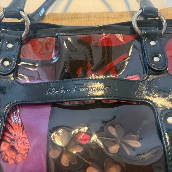 Salvatore Ferragamo FLORAL Nylon/ Leather Trimmed Tote Bag - Picture 3 of 7